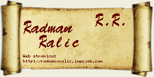 Radman Ralić vizit kartica